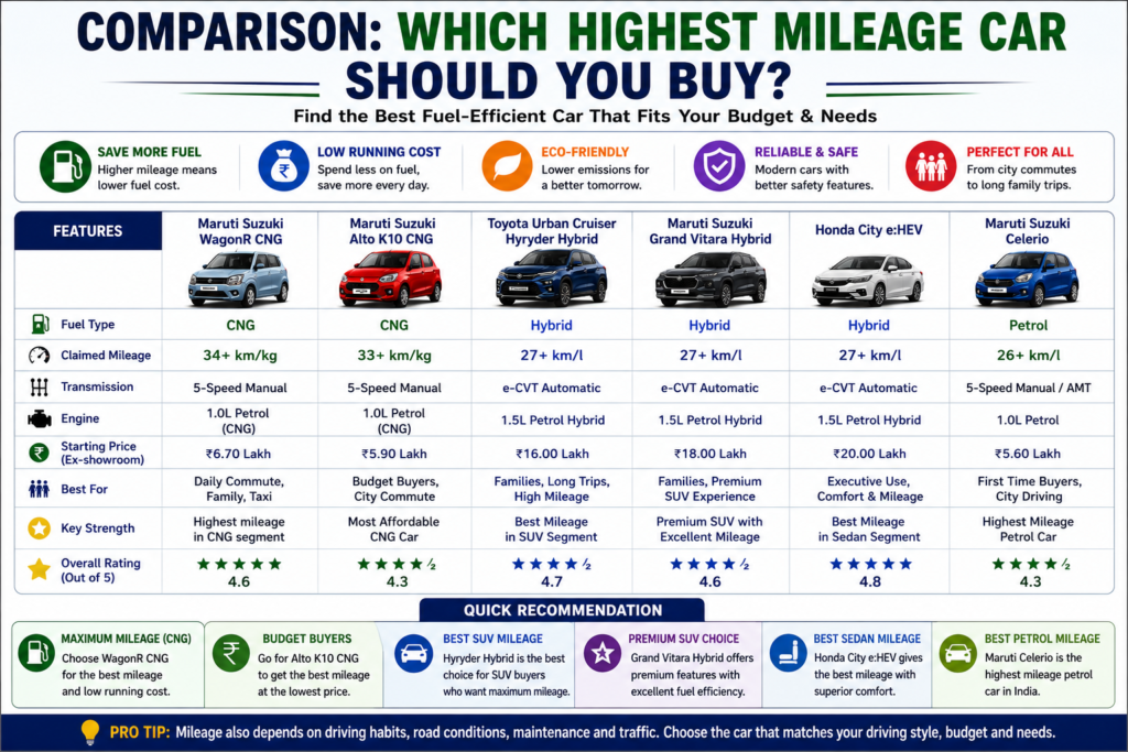 Top Mileage Cars in India