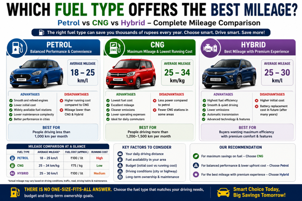 Petrol vs CNG vs Hybrid