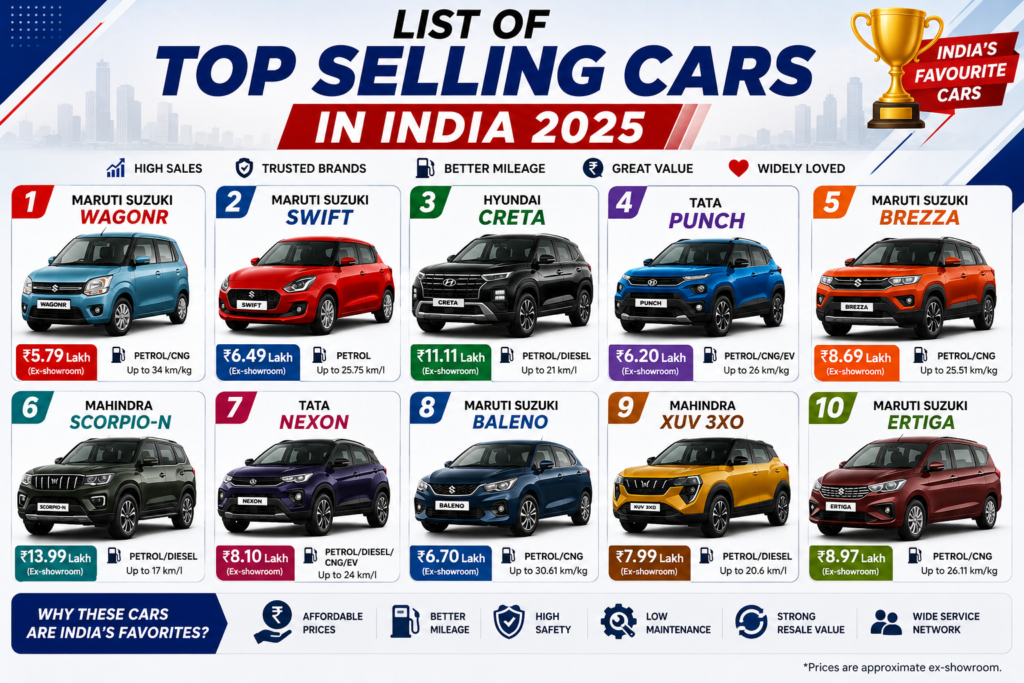 List of Top Selling Cars in India