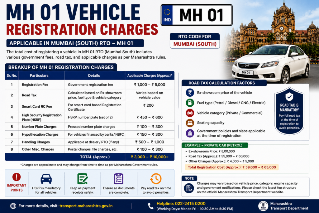 MH 01 registration charges
