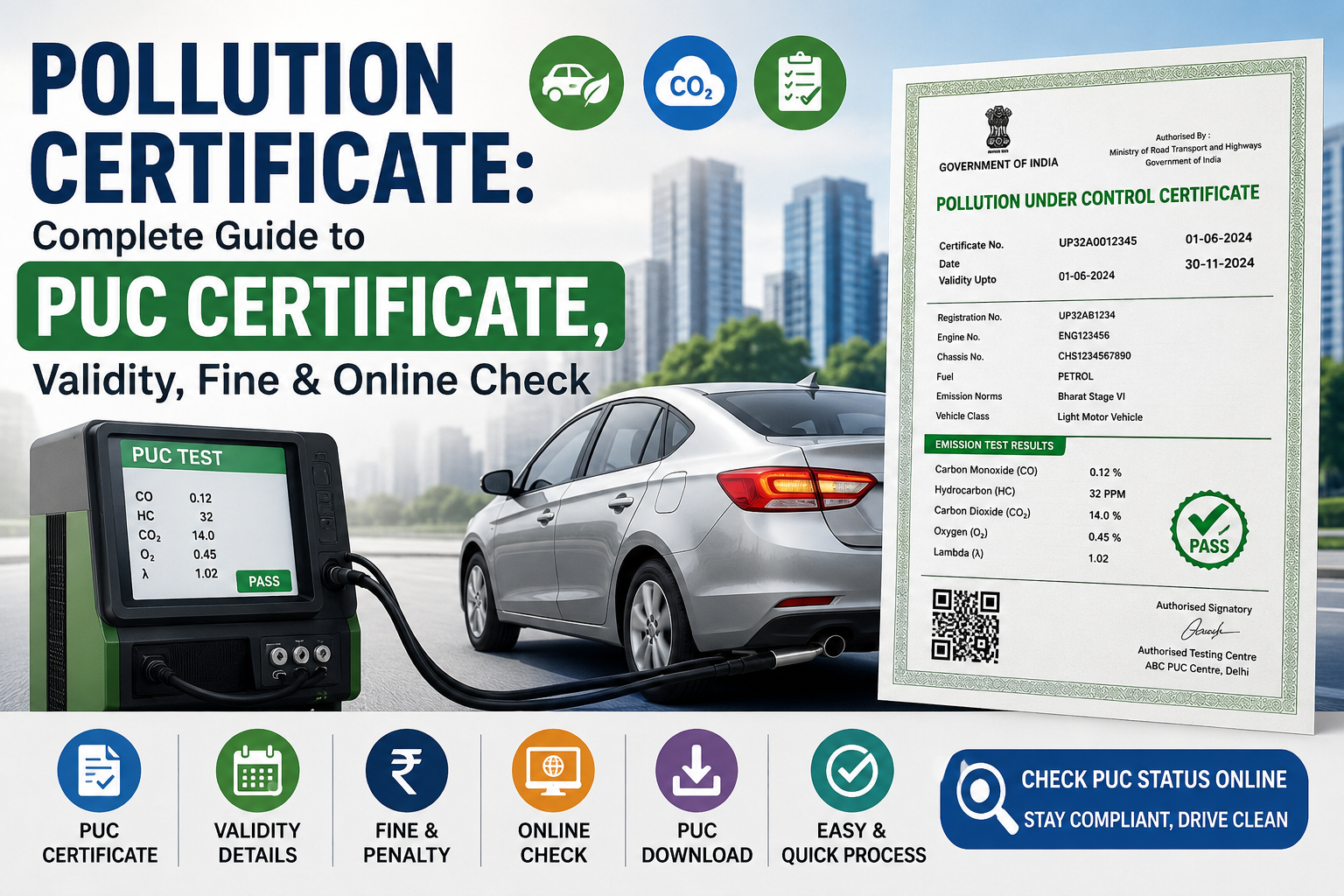 Pollution Certificate: Guide to PUC Certificate, Validity, Fine & Online Check