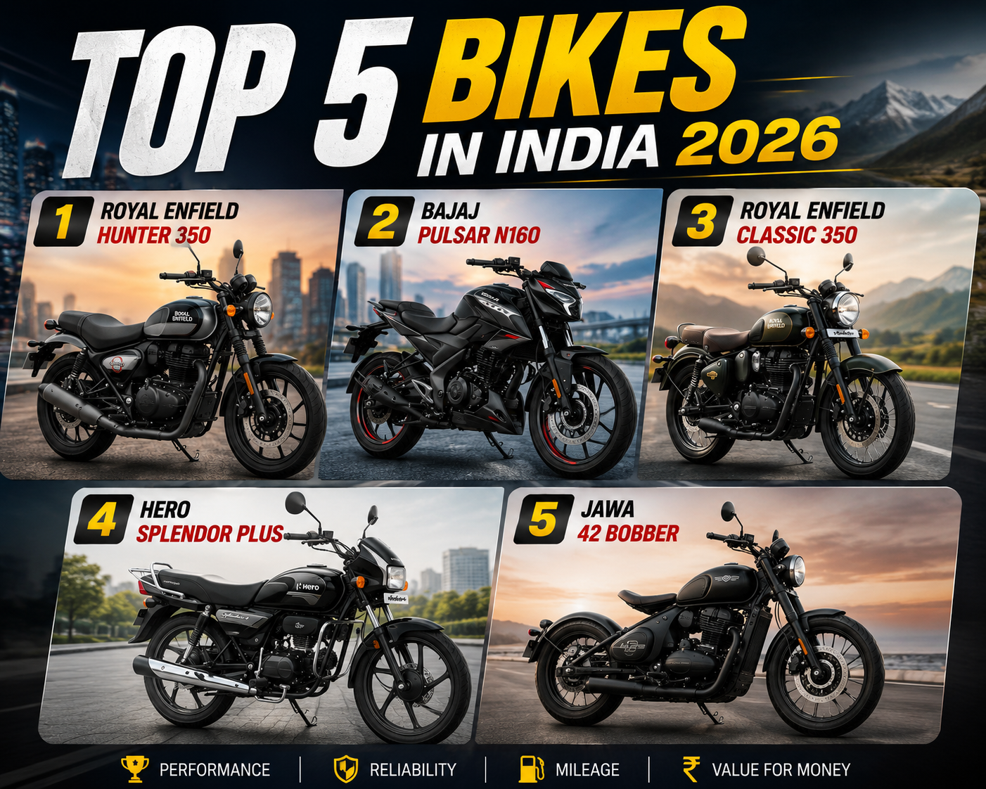 Top 5 Bikes in India 2026: Best Picks Motorcycle for Every Rider