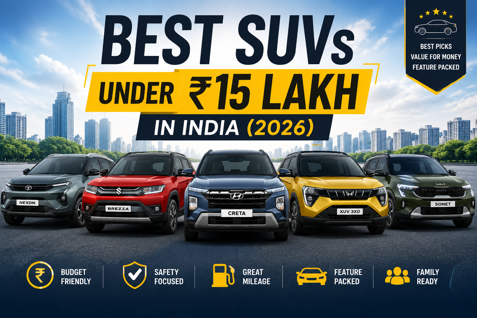 Best SUV Under ₹15 Lakh in India (2026): Top Affordable SUVs